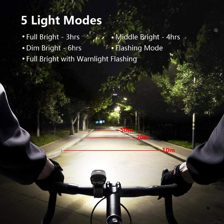 Yabife USB Rechargeable Bike Light Set Super Bright Bicycle Headlight and Tail Light Waterproof Front Rear Cycle Lights for Cycling Mountain or