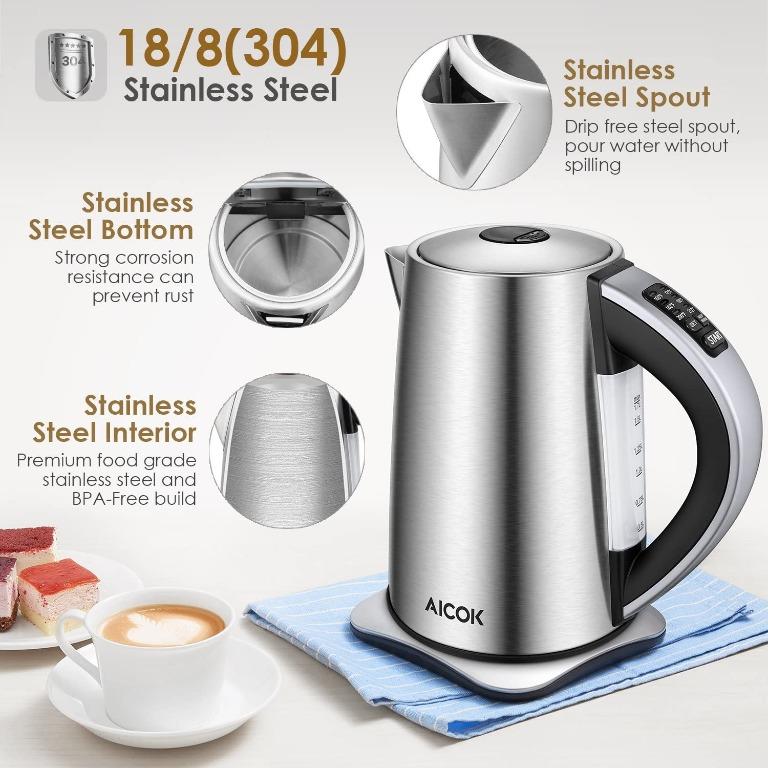 Aicok B0734RH4DH Electric Kettle 1.7L 3000W Cordless Kettle, Auto Shut-off,  BPA-Free, Bla