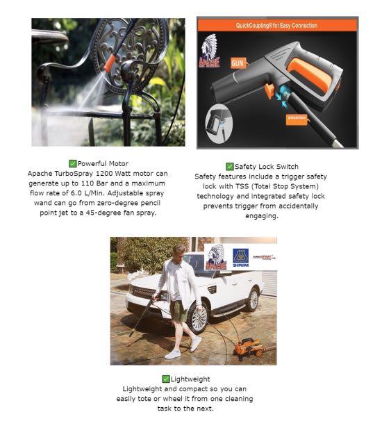 Apache Turbospray Hm4411 Pro 110 Bar High Pressure Cleaner Water Jet Pump Sprayer Washer Car Wash Set Shopee Malaysia