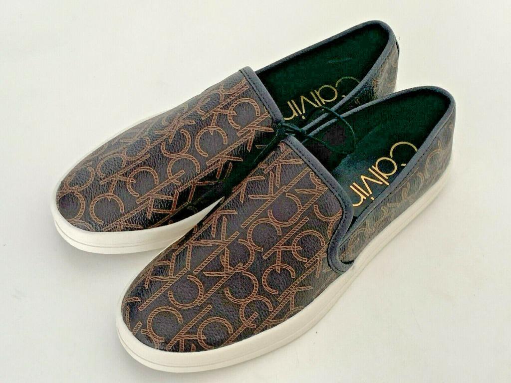 CALVIN KLEIN CK MARREN 2 SIGNATURE LOGO BROWN LEATHER SNEAKERS SHOES