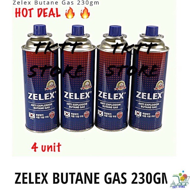 Free Shipping TKTT Korea 4 Cans Zelex Liquefied Butane Gas Cartridge