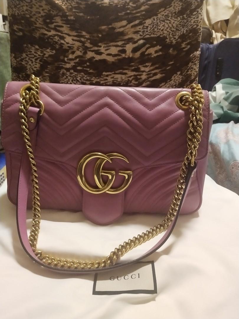 Gucci Marmont Metelasse In Medium Size Flap Bag Pink Luxury Bags