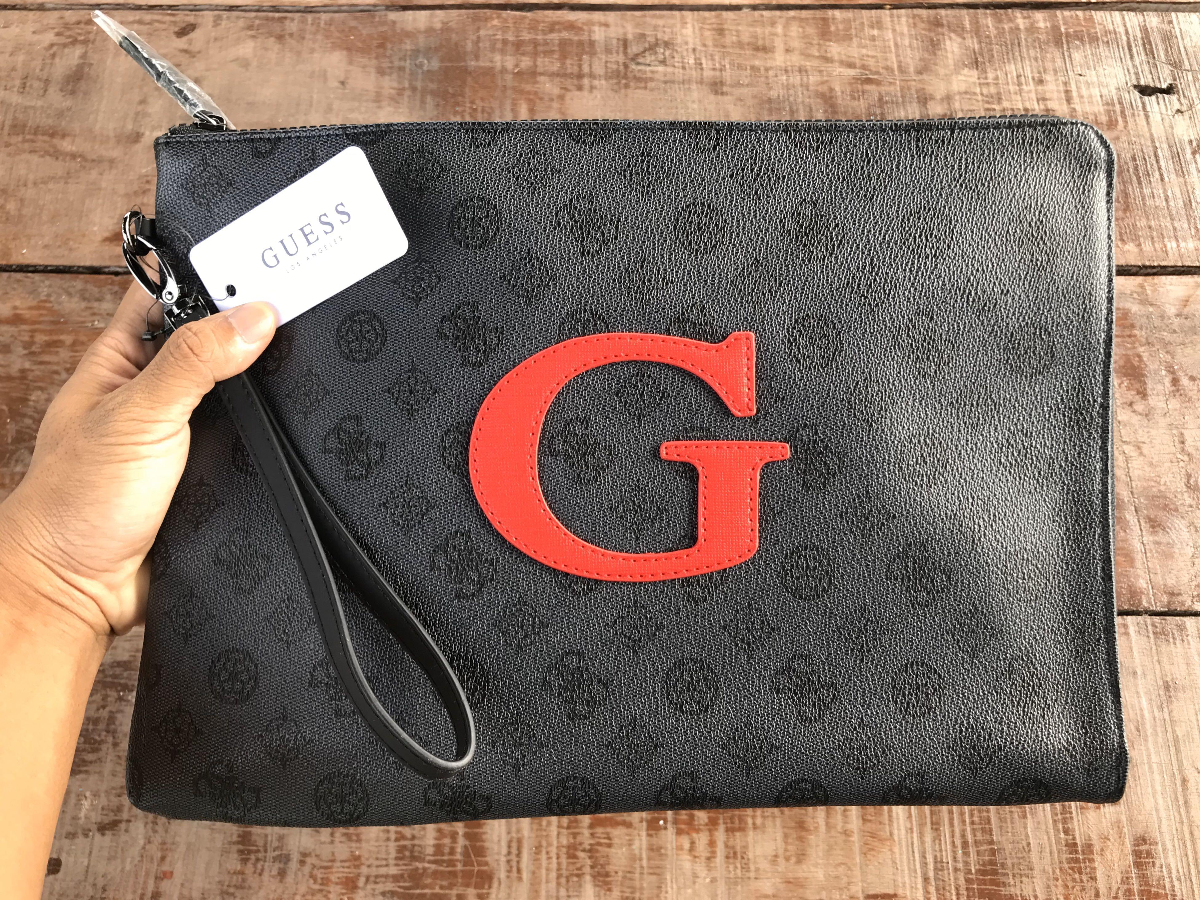 Guess red clutch bag hotsell