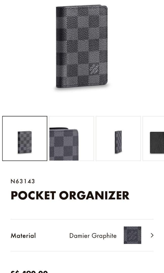 Louis Vuitton Pocket Organizer M62906 Damier Graphite Epi Leather Card Case  Gray,Damier Graphite