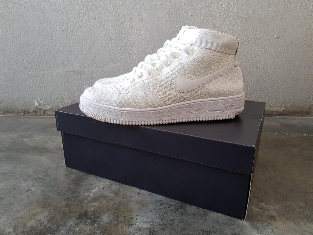 Air force 1 ultra flyknit mid triple white sales