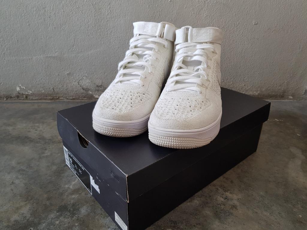 Air force 1 ultra flyknit mid triple white clearance