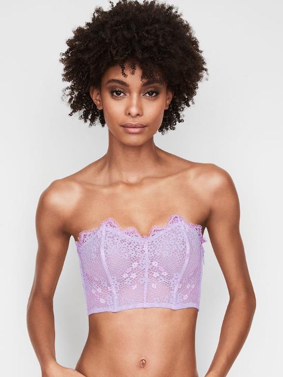 Victorias Secret VS Mini Floral Lace Bustier Bra Crop Top, Women's Fashion,  Tops, Sleeveless on Carousell