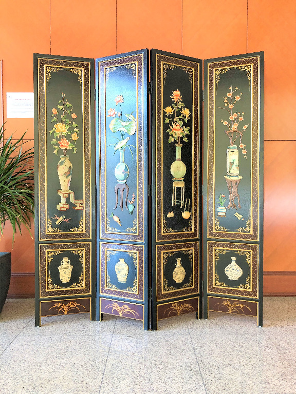 Vintage Coromandel Lacquer 4 Panel Screen, Furniture, Home Decor
