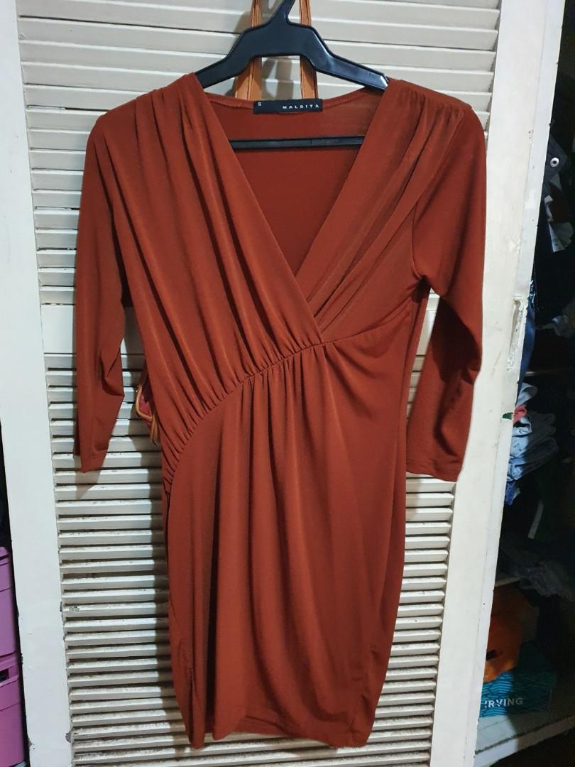 copper colored cocktail dress