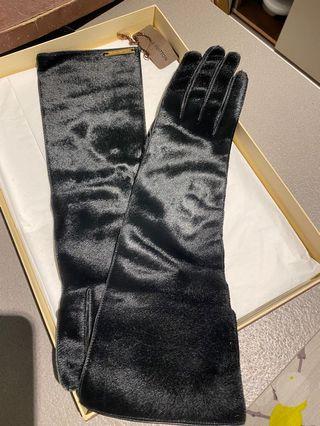 黑色馬毛長手套