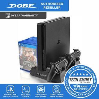 DOBE Playstation 4 Multifunctional Cooling Stand 3 Built-in Cooling Fans Dual Controllers Charging Station Compatible for PS4 / PS4 Slim / PS4 Pro