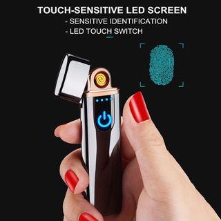 Electric Double Sided Windproof Coil Slim Lighter with Touch Controls USB Rechargeable