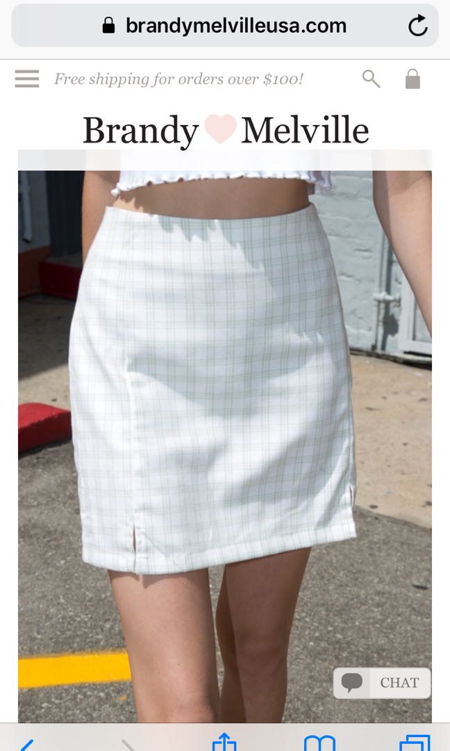 Brandy melville green plaid cara skirt 2025