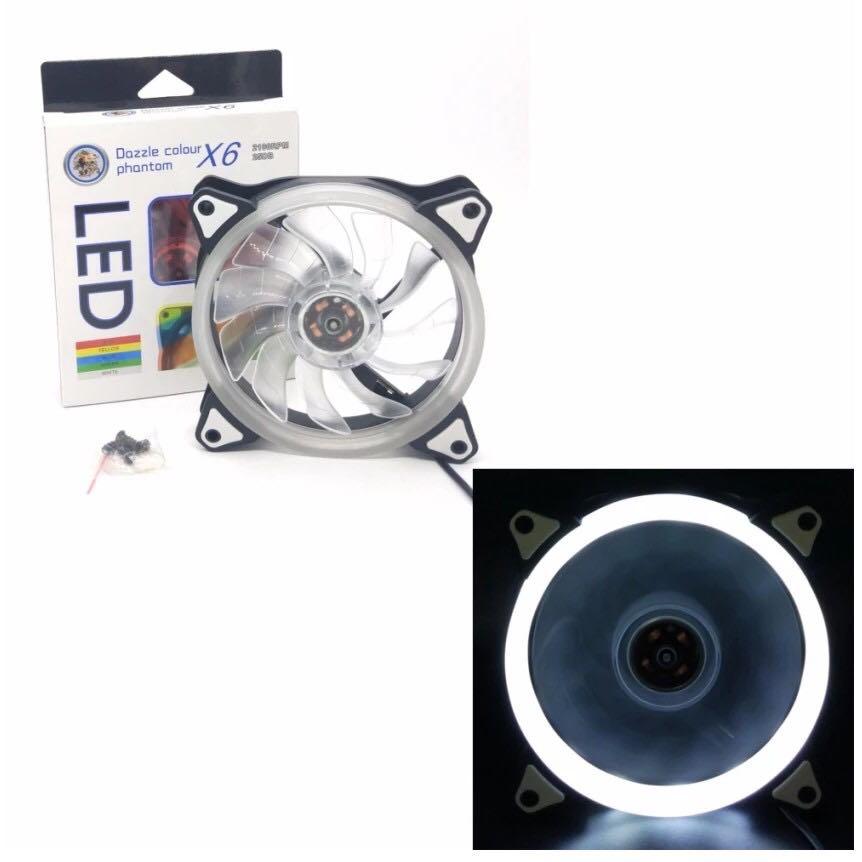 CPU Cooling Fan LED 12cm 120mm white (Category: Computer Parts) located in Manila. Submitted by sdfsolutions (Listing ID 287112521, Image 1). Description: RGB AVAILABLE Great performance and add unique style to your computer cases. The Logisys White LED Computer Case Fan Can into any standard 120mm fan hold. 15 Ring LED Computer Case Fan ensure that your computer will run quietly and cool at any condition. Connector: 3 and 4pin connector Rated Vo