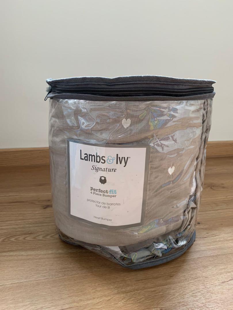 Lambs Ivy Signature Mix Match Heart 4 Piece Bumper Gray Babies Kids Infant Playtime on Carousell
