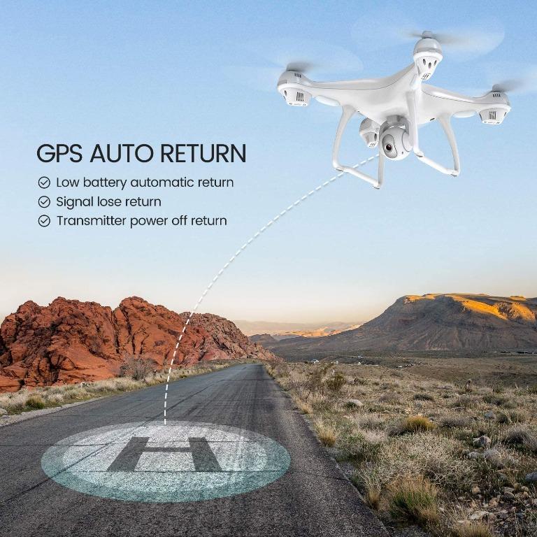 Potensic T35 GPS Drone RC Quadcopter with 1080P Camera FPV Live Video Dual GPS Return Home Follow Me Altitude Hold 2500mAh Battery Long Control