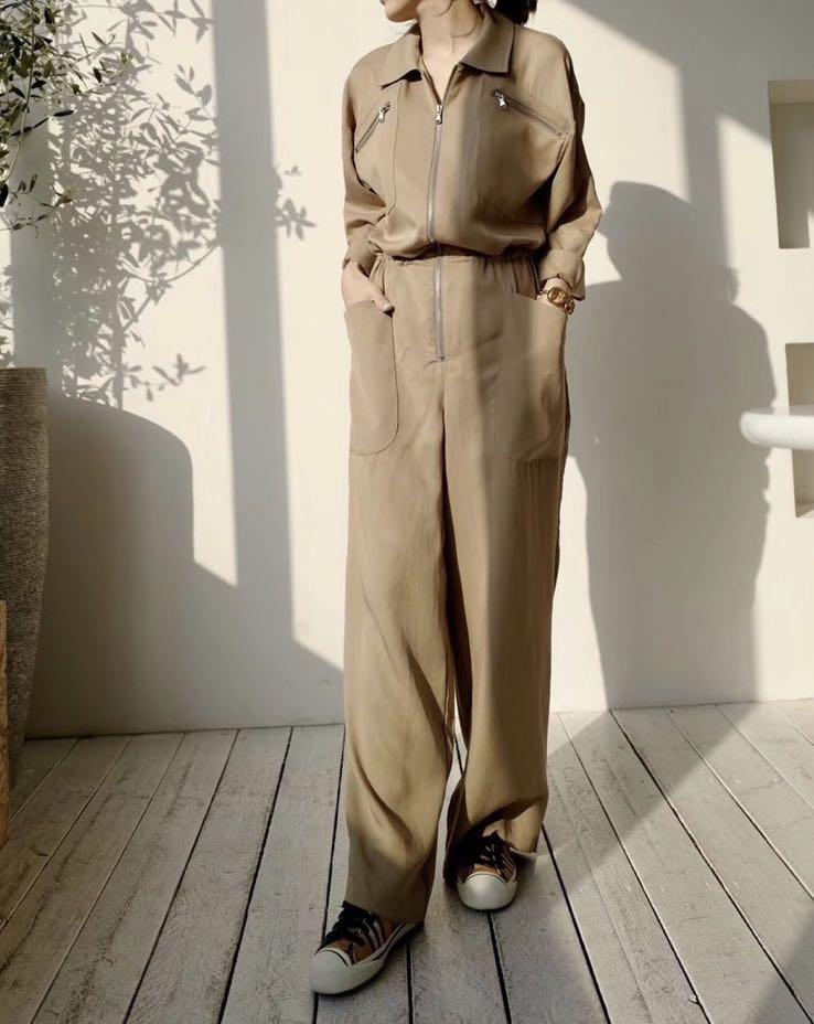 Brown jumpsuit with zipper Clearance