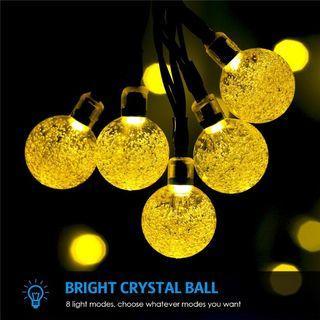 50LED Solar Outdoor String Light W.proof Globe CrystalBall