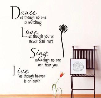 Dance Love Sing Live Quote Wall Decal