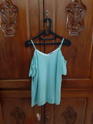 Blouse atasan top warna biru tosca