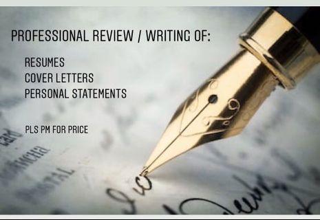 CV, Resume, cover letter, personal statement writing/review services