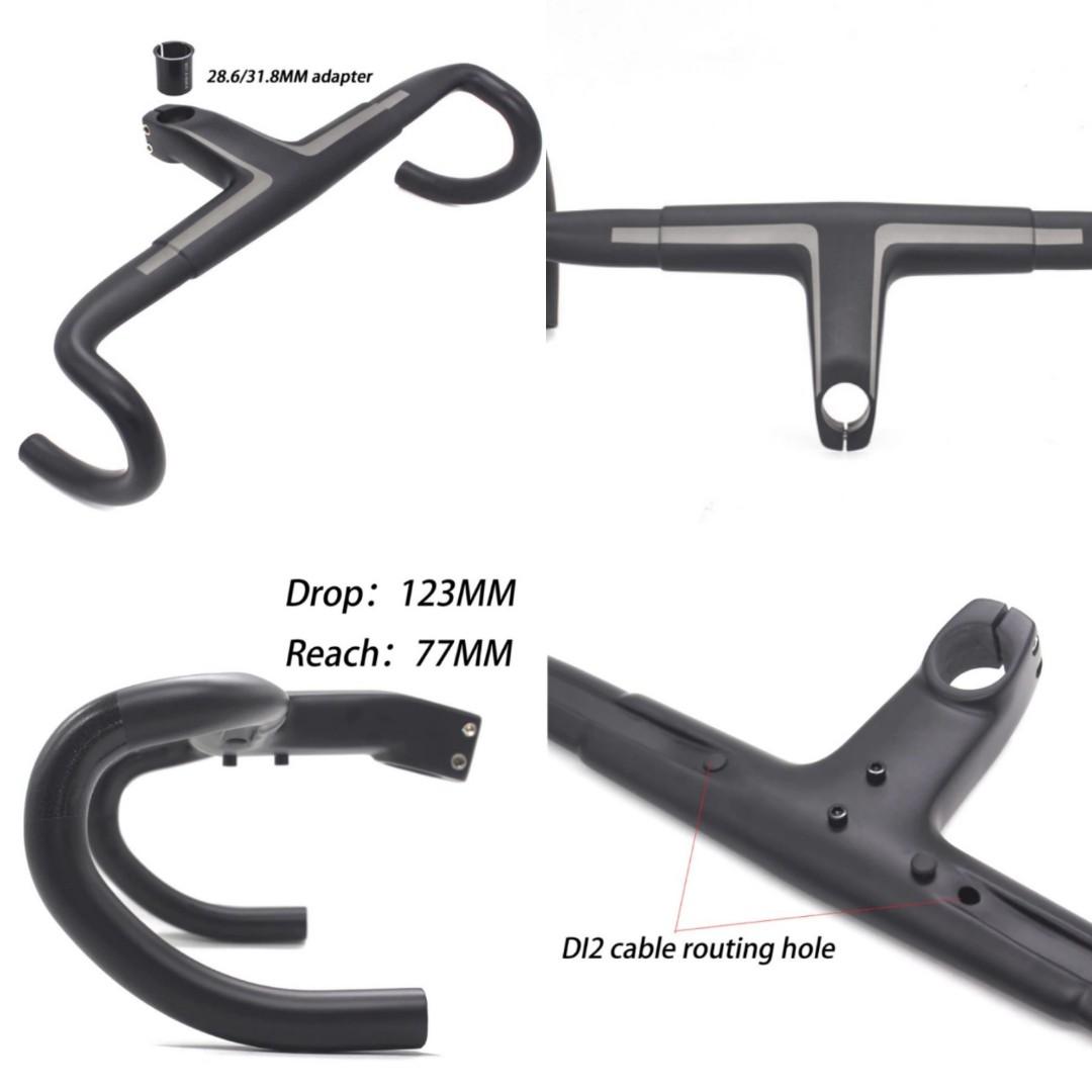 UD Carbon Fiber Road Bike Bicycle Racing Drop Integrated Bar Stem Handlebar 28.6 