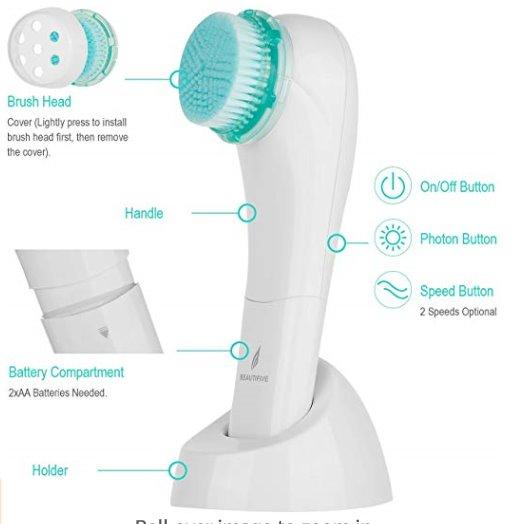 Facial Cleansing Brush set with PHOTON Tech, Beauty & Personal Care