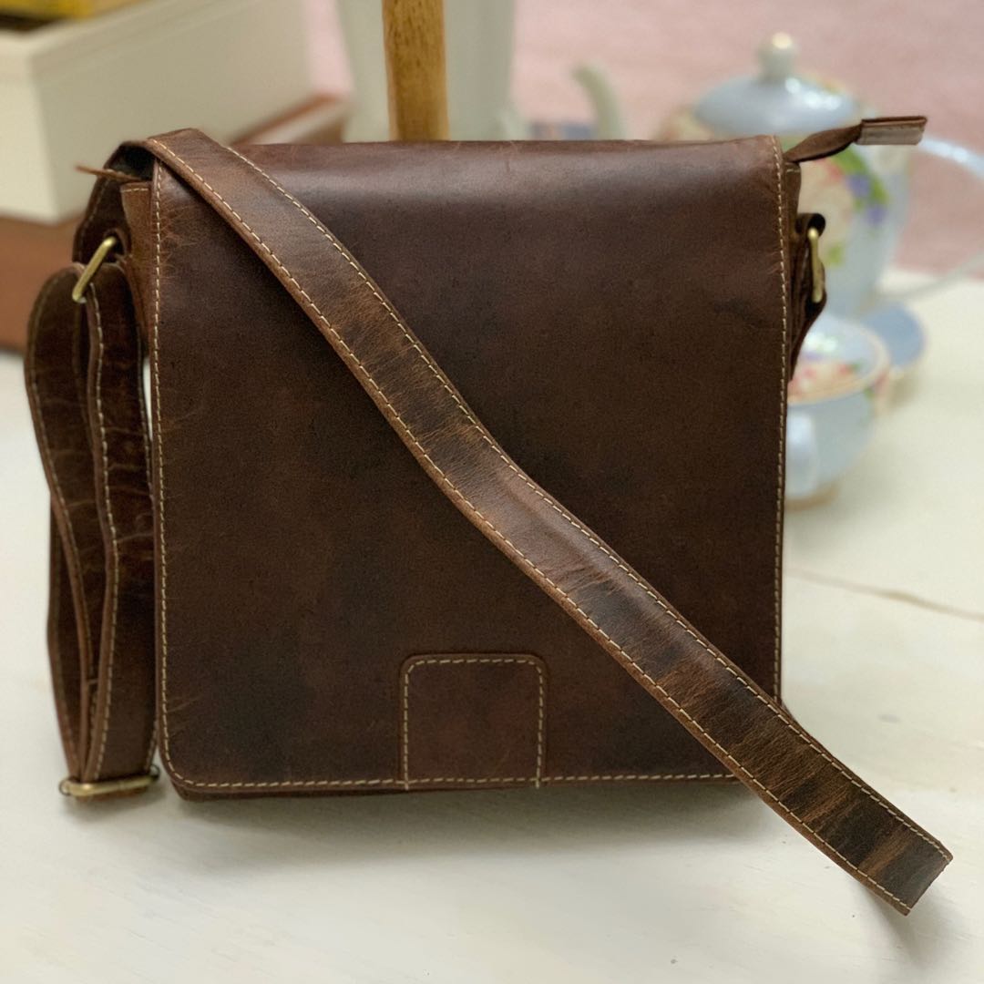 Genuine leather deals sling bag