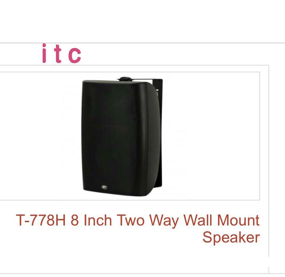 ITC wall mount speaker (Category: Soundbars, Speakers & Amplifiers) located in Makati City. Submitted by sounddimension.475 (Listing ID 287231535, Image 1). Description: i t c T778 speaker Two way speaker system 8 inch driver unit 8 ohms / 100volt with max 60watts Multi tap matching transformer Wall bracket included Color black Brand new P 11,800 pair.