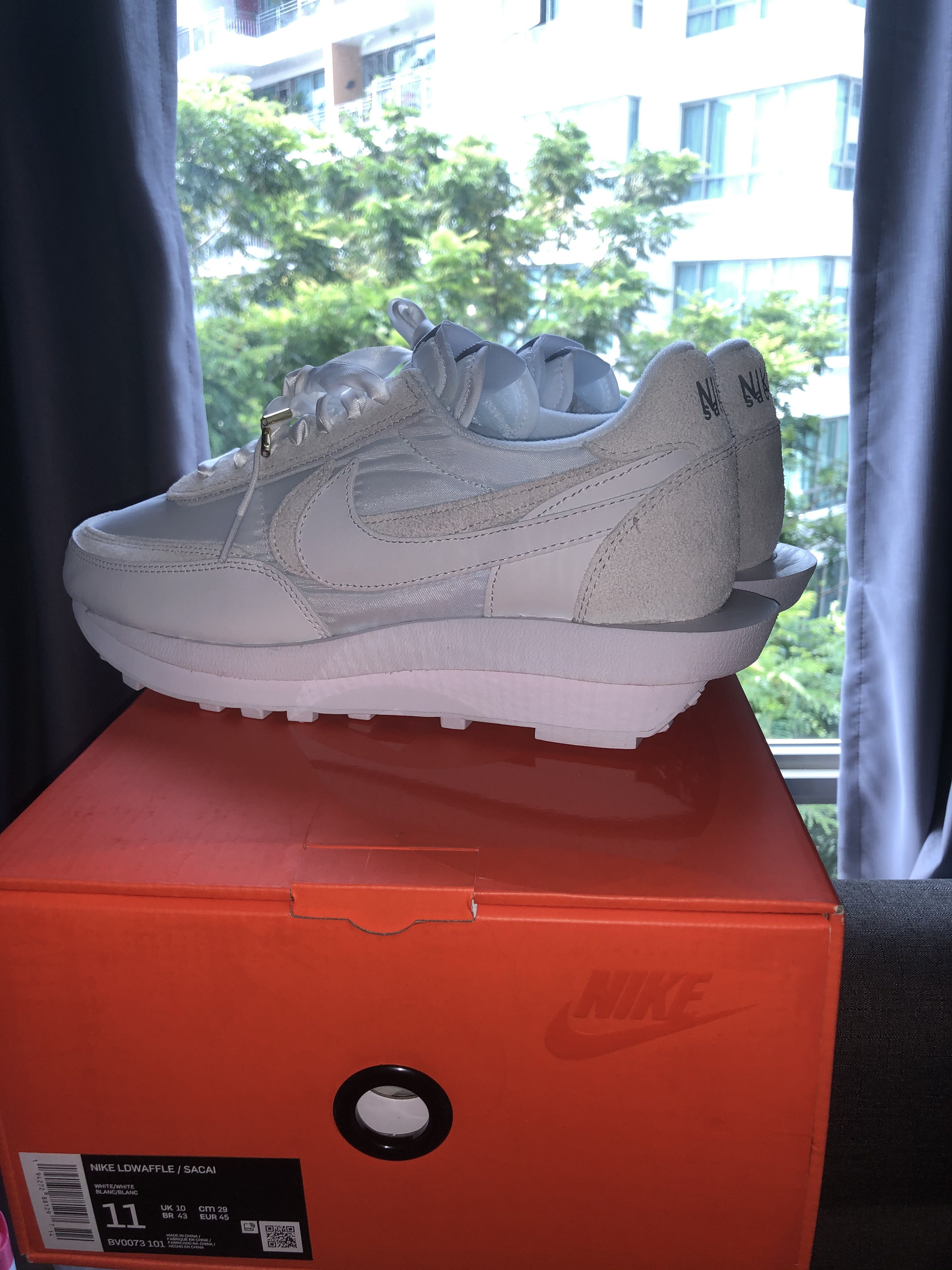 sacai waffle nylon white