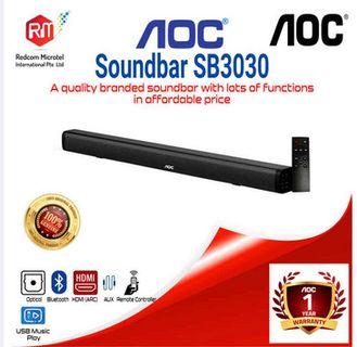 AOC Soundbar SB3030 with 3 Mode Equalizer, Remote Controller, HDMI(ARC), Bluetooth 4.2, Optical, 3.5 mm AUX inputs and USB Music Playback