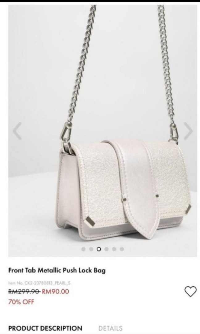 Front tab metallic 2025 push lock bag
