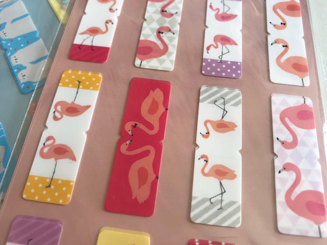 .com : Daiso Flamingo Index stickers/Bookmark (12 Patterns/8