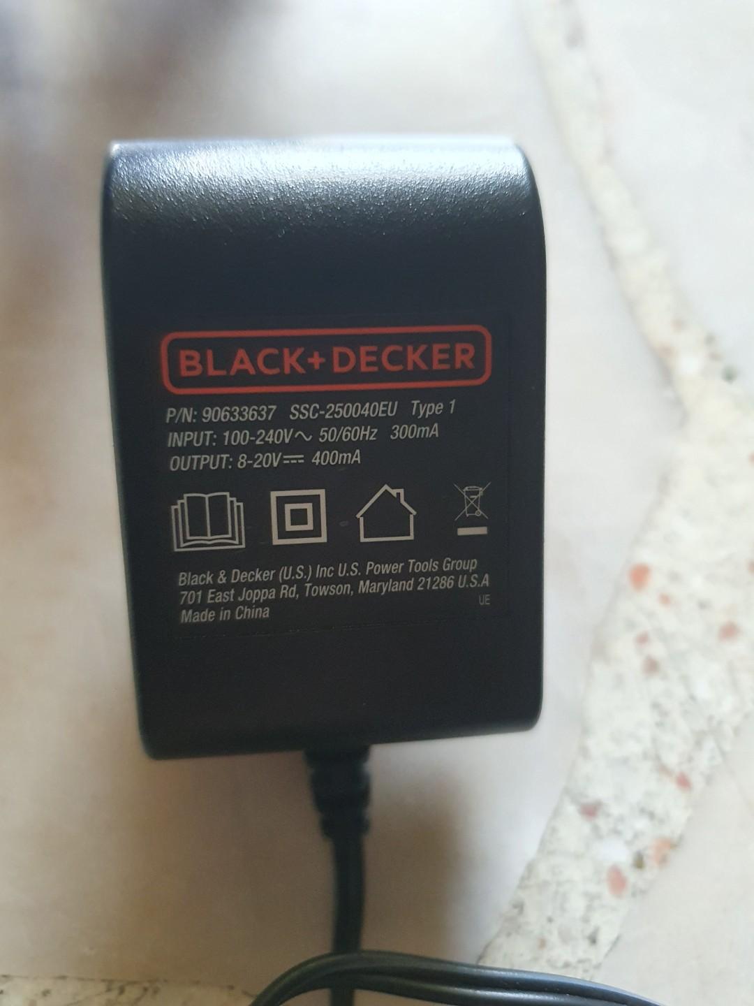 Black&Decker SSC-250040EU Type 1 8-20V 400mA Battery Charger Battery  Charging
