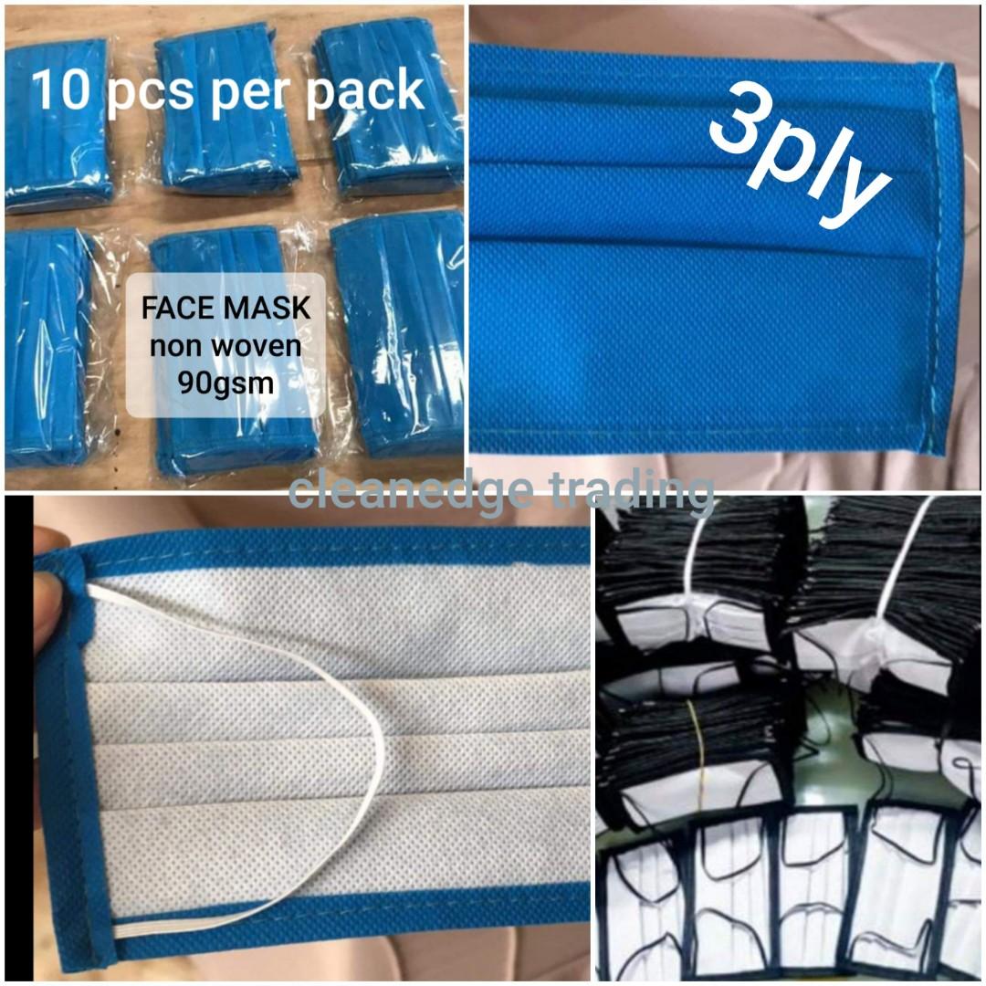 FACE MASK 3PLY NON WOVEN (Category: Other Accessories) located in Quezon City. Submitted by cleanedgetrading (Listing ID 287433128, Image 3). Description: FACE MASK 3PLY 90 GSM THICKNESS NON WOVEN available colors: Black Beige Gray Blue minimum order 50pcs 》》discount for bulk orders《《《.