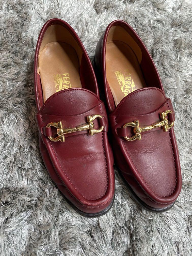 Burgundy ferragamo sales loafers