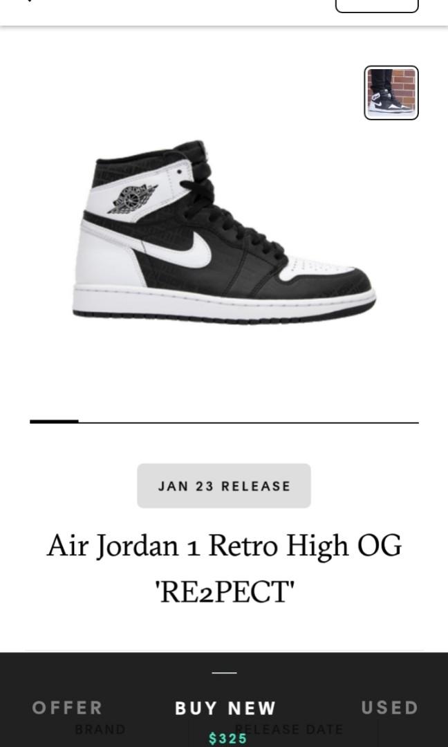 Nike Air Jordan 1 Retro High OG RE2PECT White Shoe Men's Size 10.5  555088-008