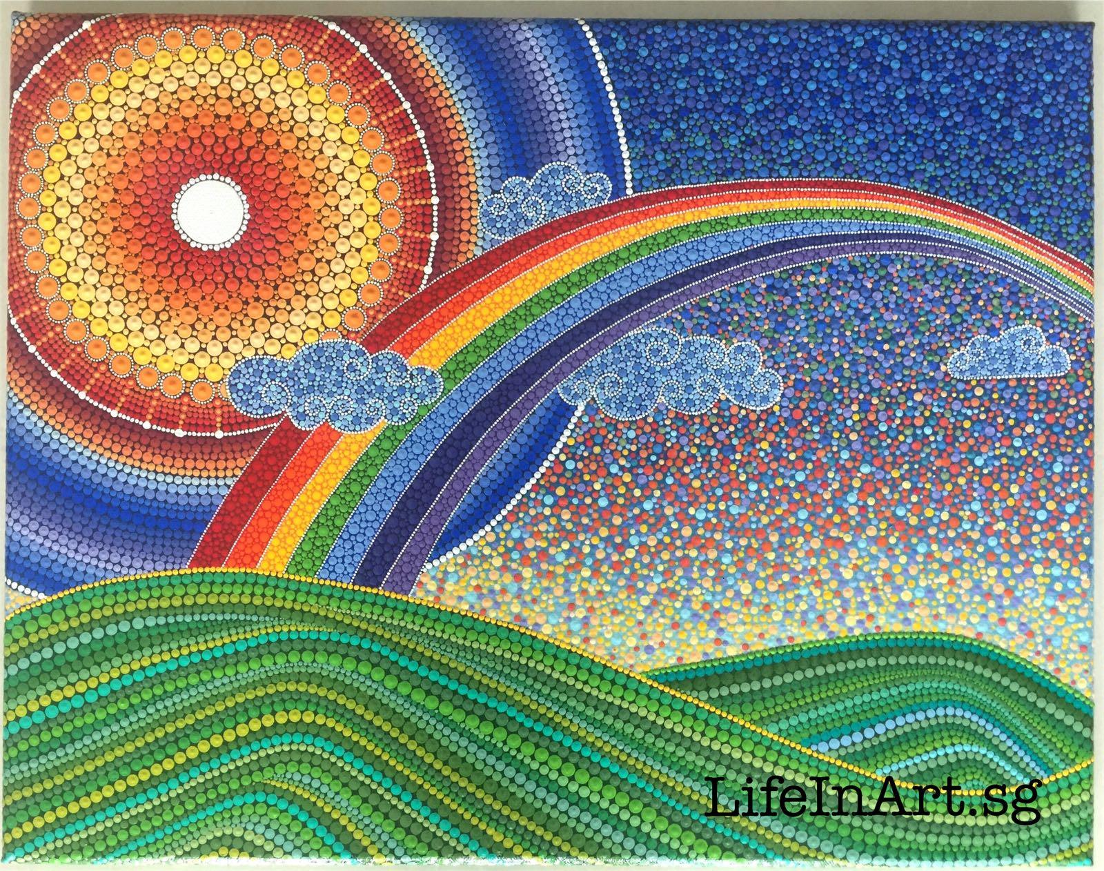 Rainbow Themed Dot Mandala Painting Design Craft Art Prints On Carousell Watercolor nature scenery painting for beginners.