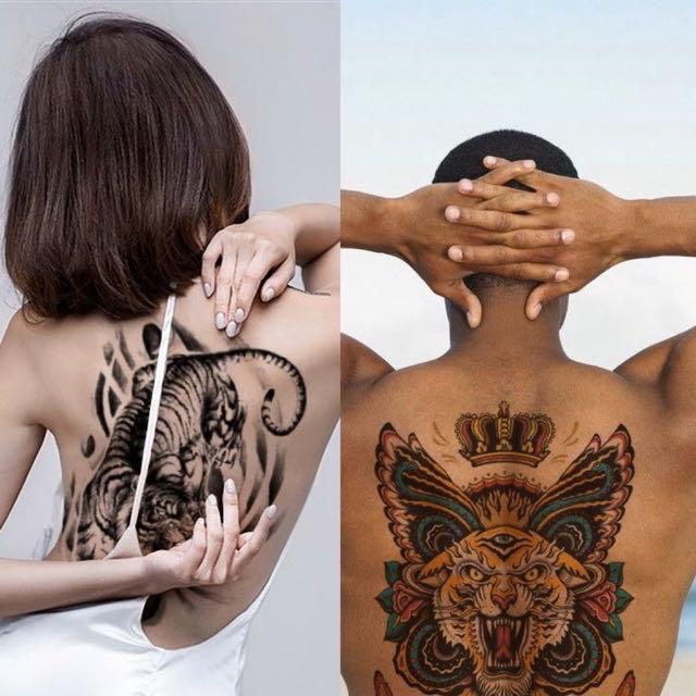 Temporary Tattoo for Guys for Man - Konsait Extra Fake Temporary Tattoo  Black tattoo Body Stickers Arm Shoulder Chest & Back Make Up - Lion, Dead  Skull,Koi Fish, Eagle Hawks Tribal Symbols :