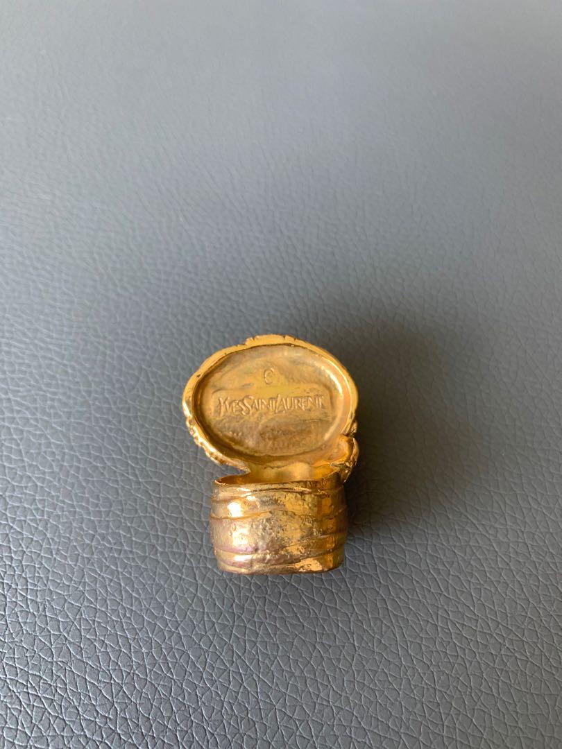 YSL ARTY RING SIZE 6 VINTAGE DISCONTINUED GOLD AND GREEN
