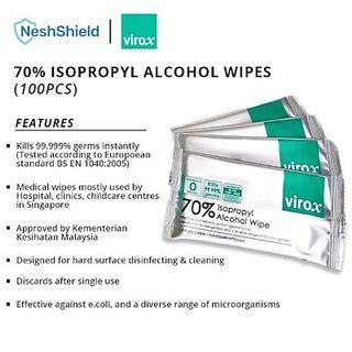 Virox Isopropyl Alcohol Wipes 100's (Individually Wrapped) Zappy Assure Hospicare