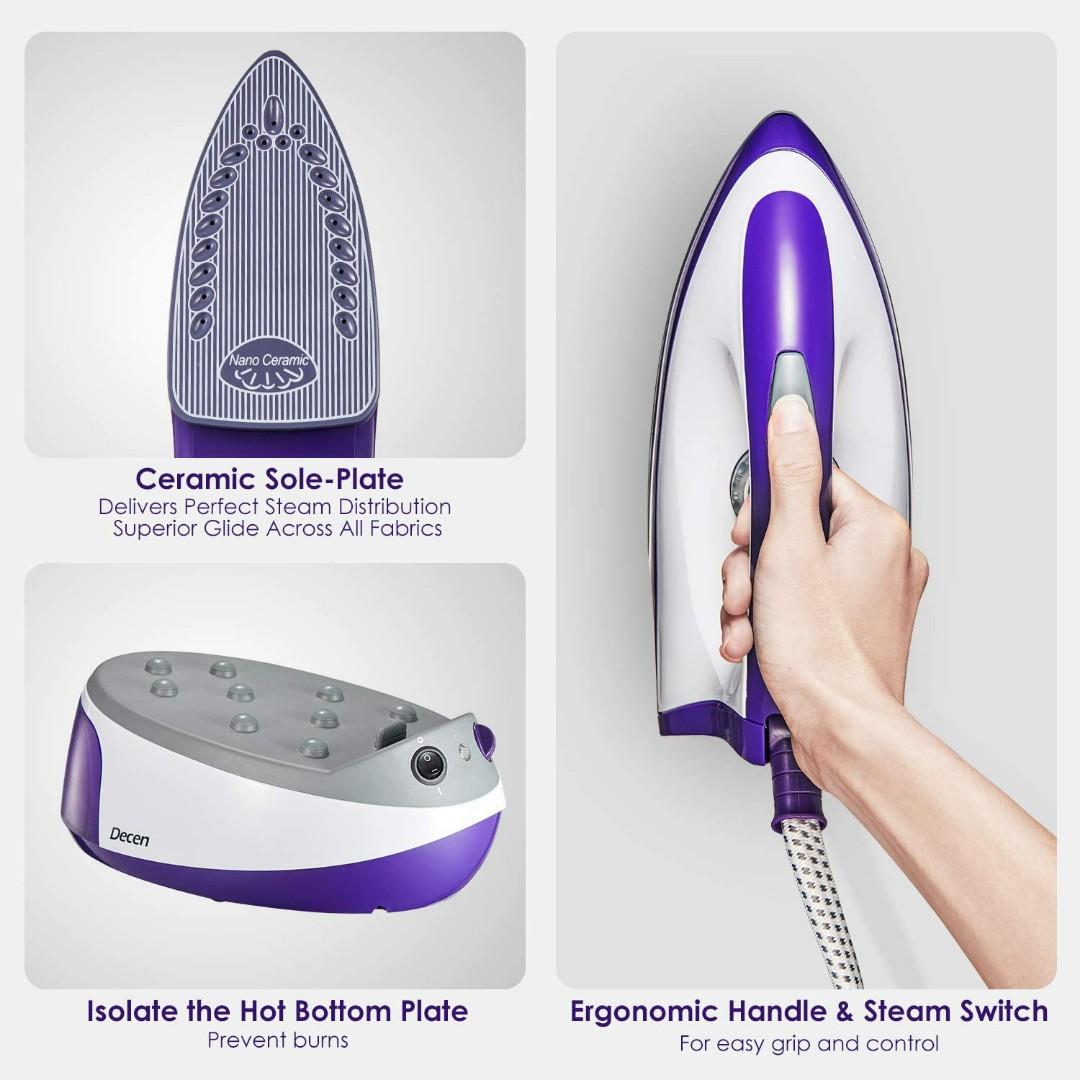 (669) Decen Steam Generator, High Pressure Garment Steamer Iron 2400W, Ceramic Soleplate, Anti