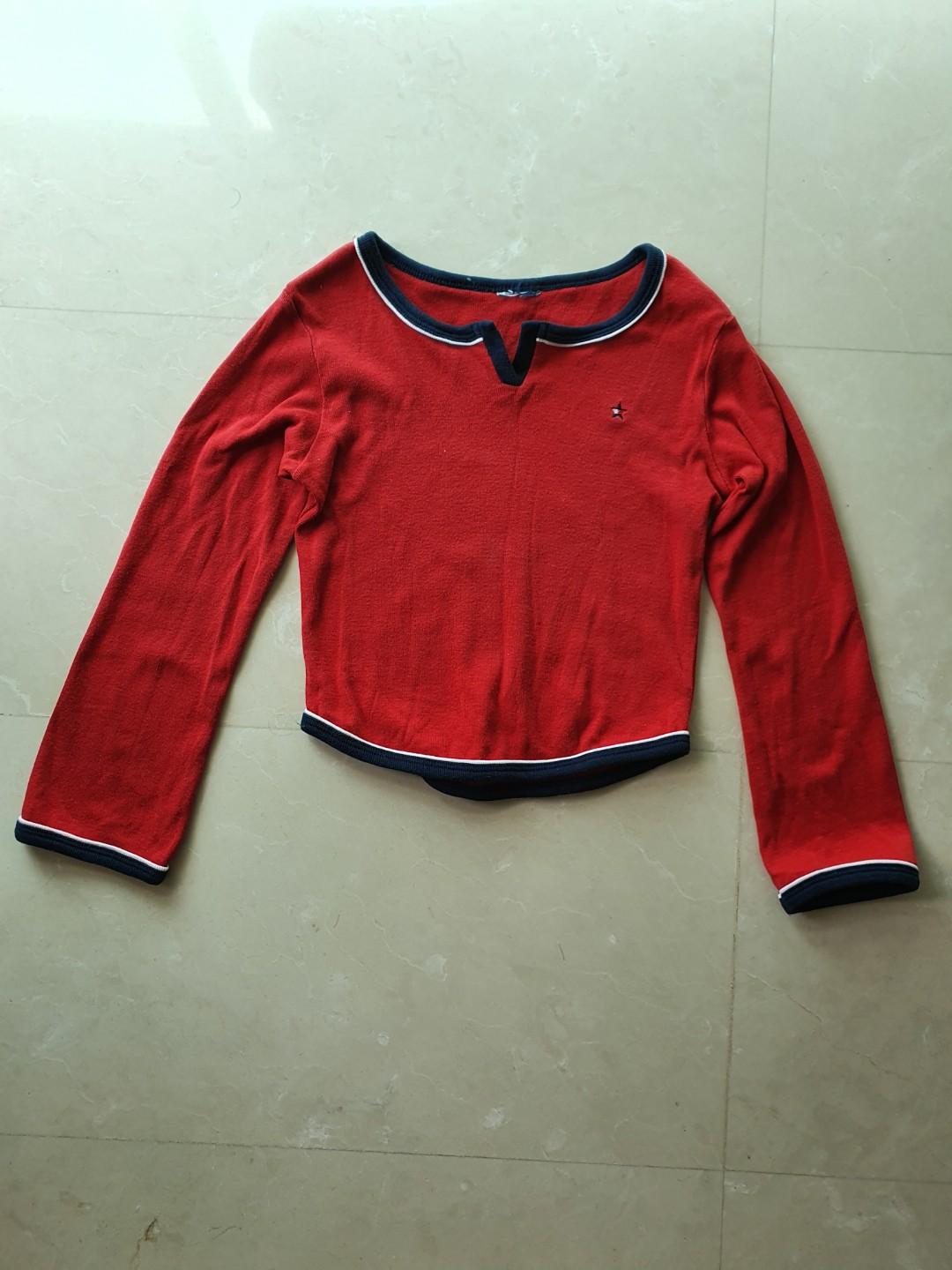 tommy hilfiger red long sleeve
