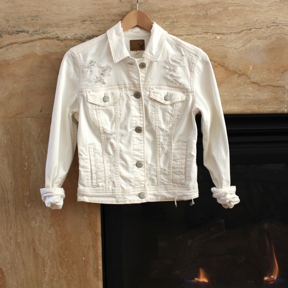 american eagle white denim jacket