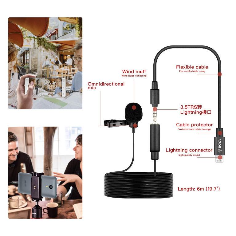 Boya By M2 Lightning Lapel Lavalier Microphone For Ios Devices Iphone Ipad Electronics Audio On Carousell