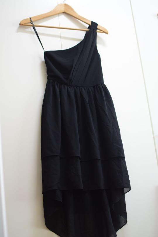 Lovebonito LB Pleated Toga Asymmetrical Chiffon Dress Black XS BNWT Women s Fashion Tops Sleeveless on Carousell