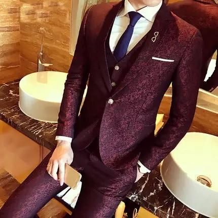 Red slim fit discount suit