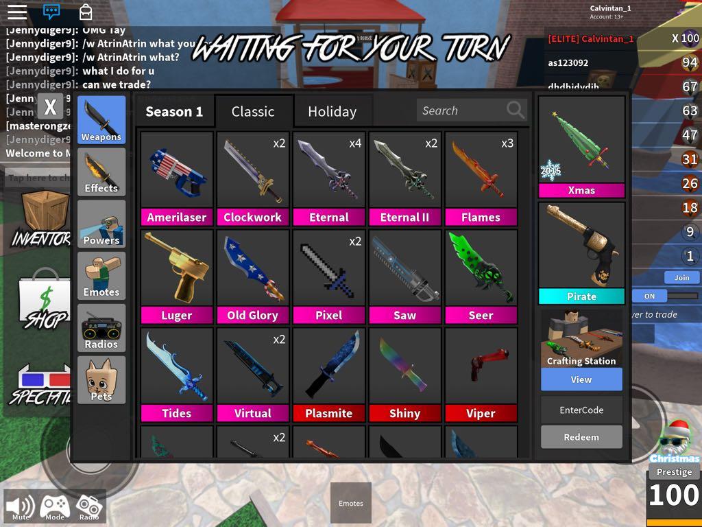Mm2 Roblox Knifes Toys Games Video Gaming In Game Products On Carousell - details about roblox murder mystery 2 blue elite legendary knife mm2 delivery 24 hours