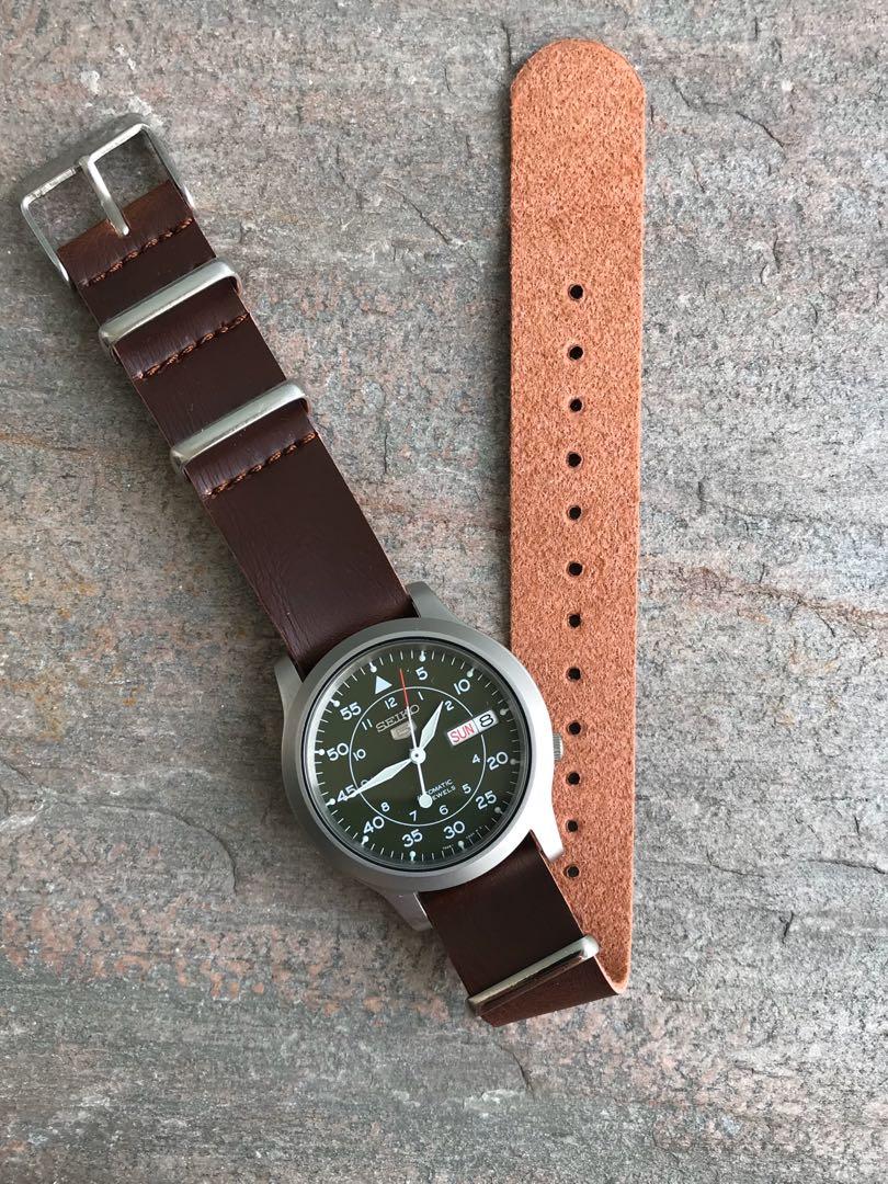 Seiko snk805 leather best sale strap