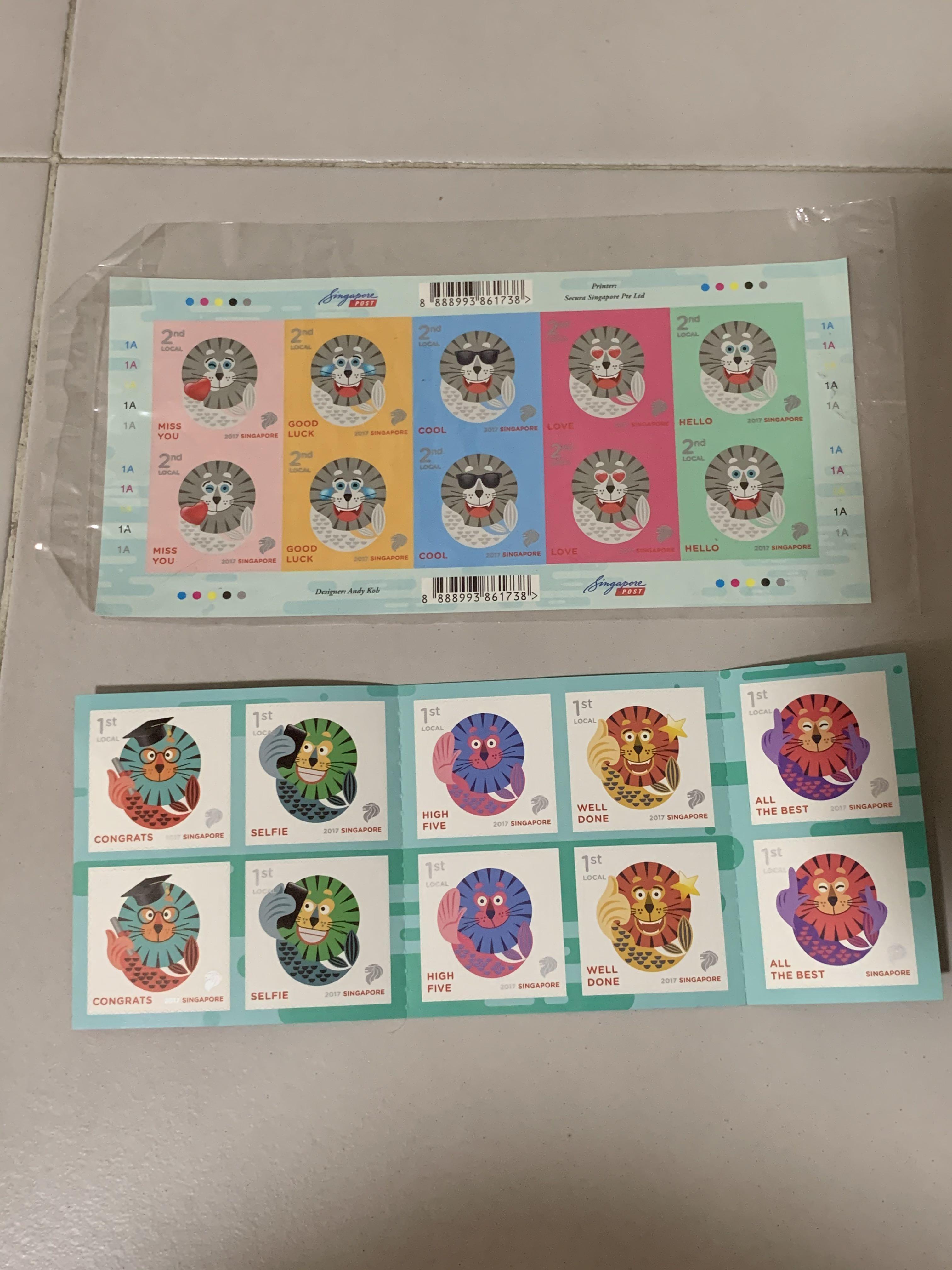 Singapore Greetings Merlion Stamp 1st and 2nd local, Hobbies & Toys, Memorabilia